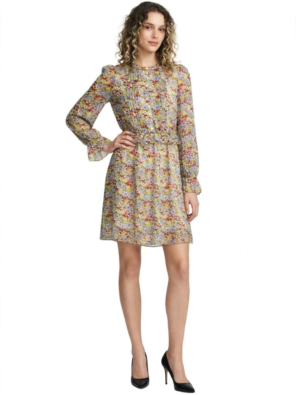 Paris Atelier & Other Stories Ruffle Long Sleeve Dress Floral French Aesthetic